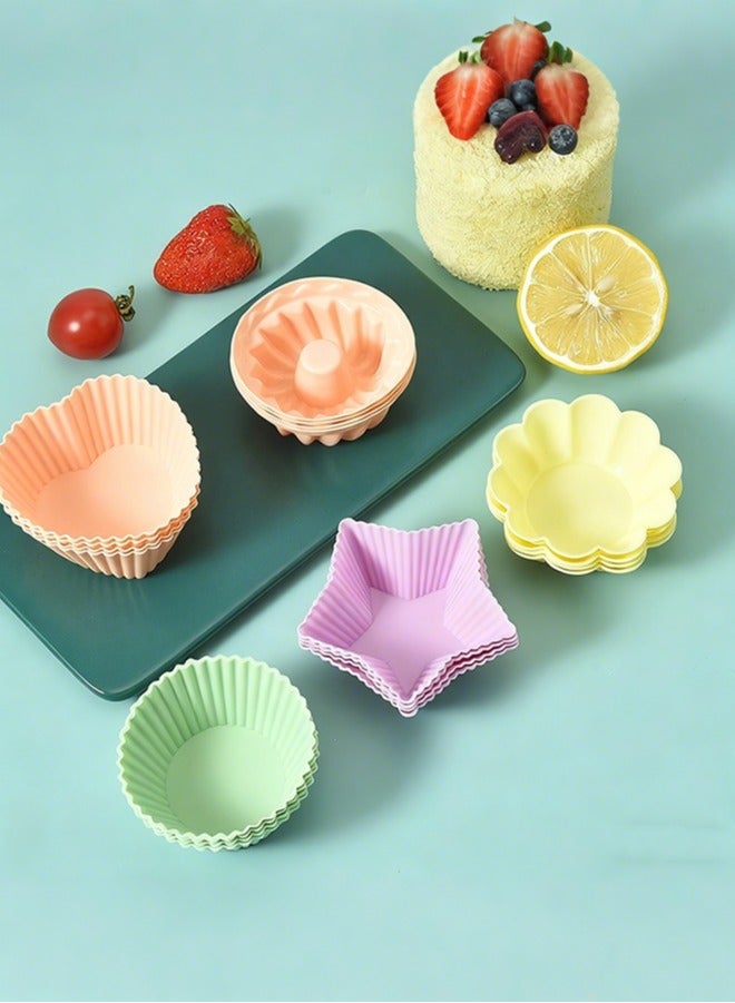 هومستر قالب كيك السيليكون، 25 كعك غير قابل لإعادة الاستخدام، تنظيف سهل، 5 أشكال متنوعة، غسالات أطباق فطيرة آمنة للأطفال، الأطراف، مقلاة الهواء، الفرن - Image 1