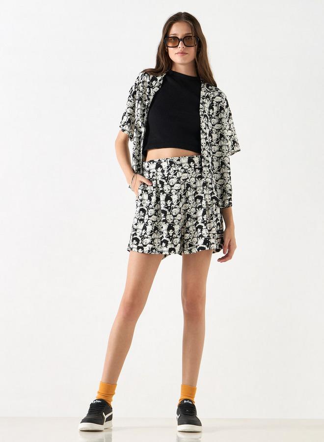 SP Characters All-Over The Celestials Print Shorts with Semi-Elasticated Waistband and Pockets - Image 2