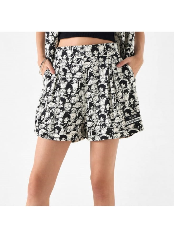 SP Characters All-Over The Celestials Print Shorts with Semi-Elasticated Waistband and Pockets - Image 4