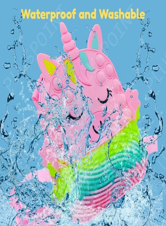 PLUSPOINT Cute Unicorn Pop Bag Colorful Silicone Backpack for Kids Fun Kindergarten School Bag Bubble Pop It Purse with Cheerful Design Toddler Backpack for Kids (Unicorn Pouch) - Image 5
