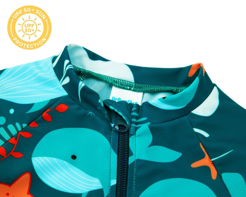 upandfast Baby Boy Swimsuit UPF 50+ Sun Protection, Baby Boys Rash Guard, Baby Beach Essentials, Toddler Bathing Suit Boy (Dark Green, 18-24 Months) - Image 4