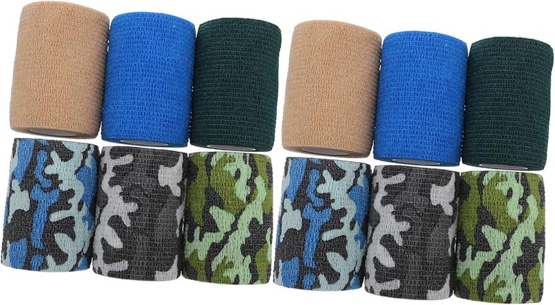 ضمادات الأصابع المرنة ذاتية اللصق 12 قطعة لفائف متماسكة غير منسوجة تمويه الجلد العميق - Image 1