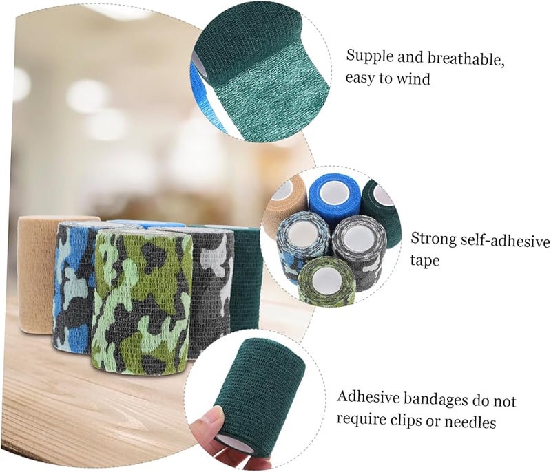 ضمادات الأصابع المرنة ذاتية اللصق 12 قطعة لفائف متماسكة غير منسوجة تمويه الجلد العميق - Image 4