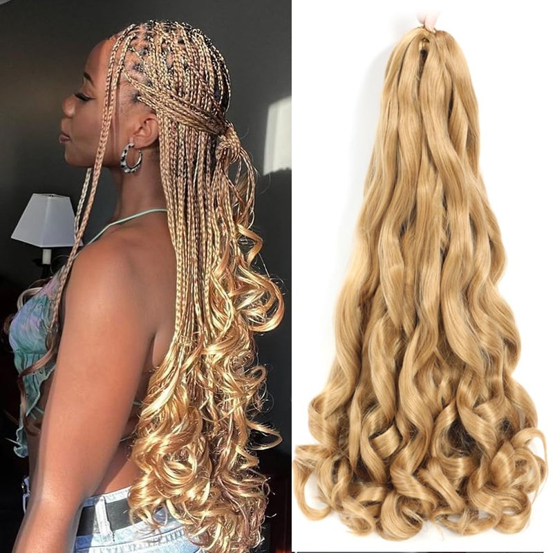 conrora French Curly Braiding Hair 24 Inch 8 Packs - Pre Stretched Bouncy Braiding Hair- Loose Wavy Synthetic Hair Extensions For Black Women (24 inch 8 packs, 27) - Image 1