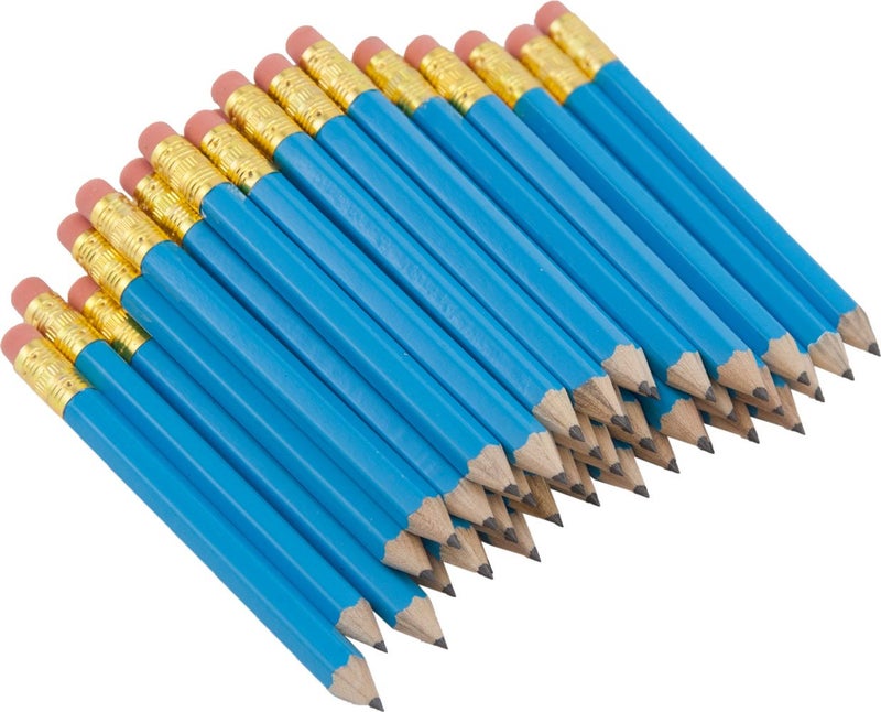 Graphite Half Pencils Sharpened Hex (Golf Pencils, Pew Pencil, Score Pencil, Short Pencil) (Sky Blue) - Image 2