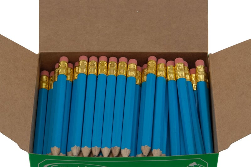 Graphite Half Pencils Sharpened Hex (Golf Pencils, Pew Pencil, Score Pencil, Short Pencil) (Sky Blue) - Image 3