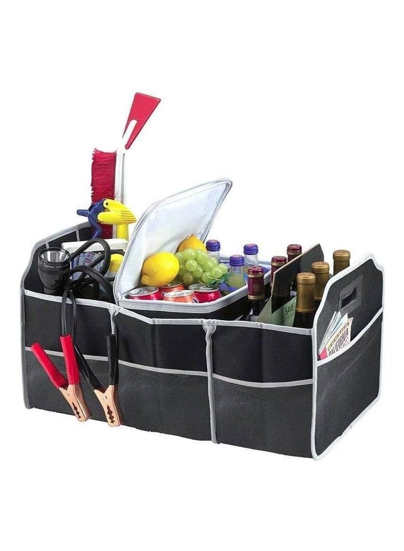 Generic Car Trunk Organizer, Portable Foldable Waterproof Storage Bag with 3 Compartments, Store Your Cleaning Supplies, Emergency Kits, Grocery and Tools  - Image 2