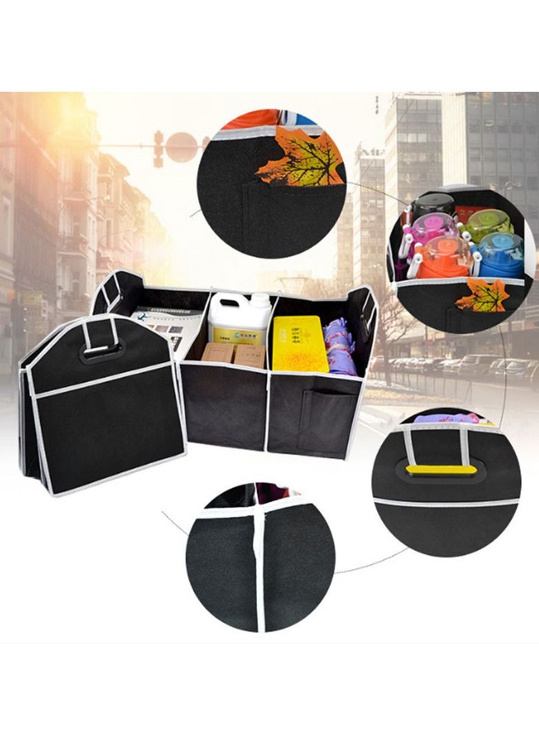 Generic Car Trunk Organizer, Portable Foldable Waterproof Storage Bag with 3 Compartments, Store Your Cleaning Supplies, Emergency Kits, Grocery and Tools  - Image 4