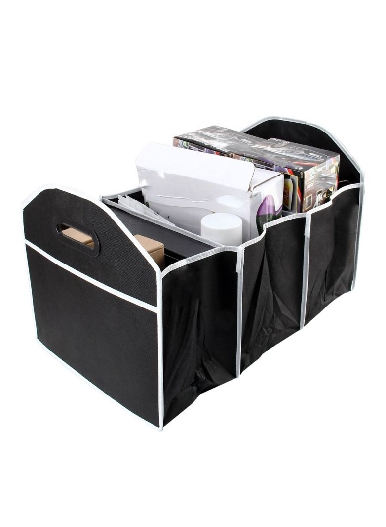 Generic Car Trunk Organizer, Portable Foldable Waterproof Storage Bag with 3 Compartments, Store Your Cleaning Supplies, Emergency Kits, Grocery and Tools  - Image 3