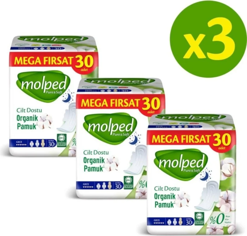 Molped Pure&Soft Hygienic Pad Night Super Mega Pack 90 Pieces