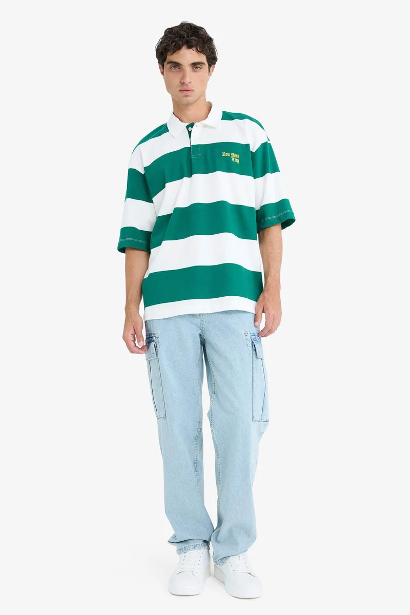 DeFacto Boxy Fit Polo Collar Short Sleeve T-Shirt