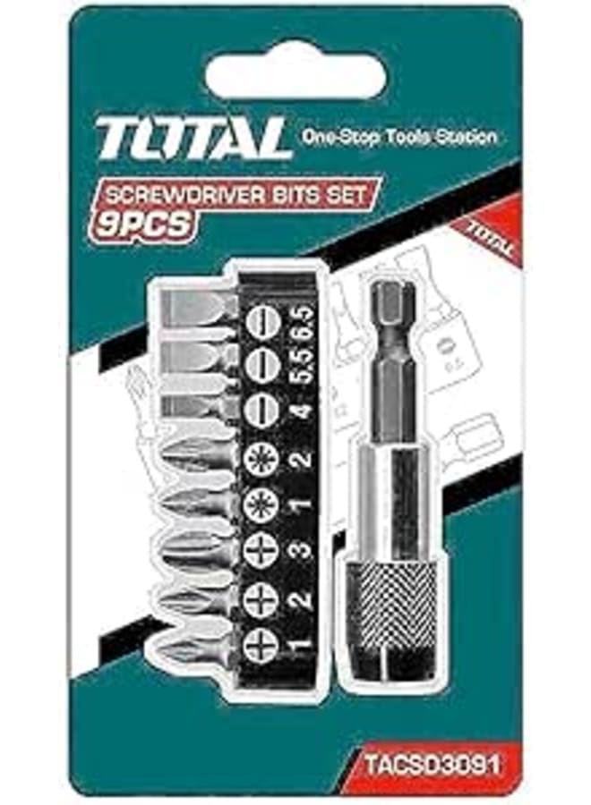 TOTAL 9PCS Screwdriver Bits Set TACSD3091