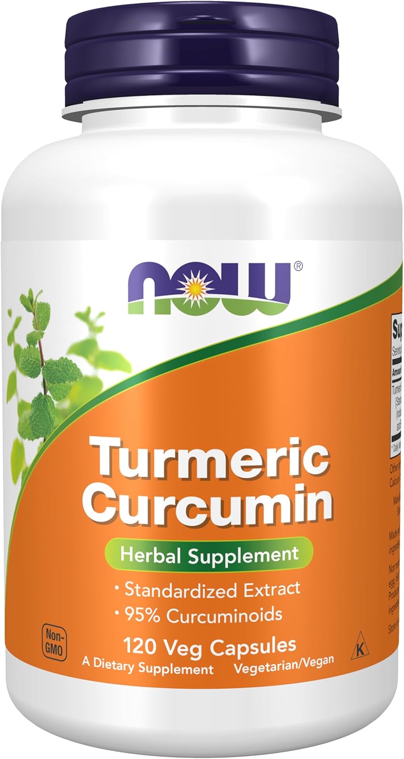 NOW Supplements, Turmeric Curcumin, Derived from Turmeric Root Extract, Herbal Supplement, 120 Veg Capsules - Image 1
