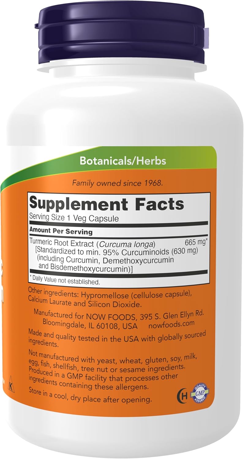 NOW Supplements, Turmeric Curcumin, Derived from Turmeric Root Extract, Herbal Supplement, 120 Veg Capsules - Image 2