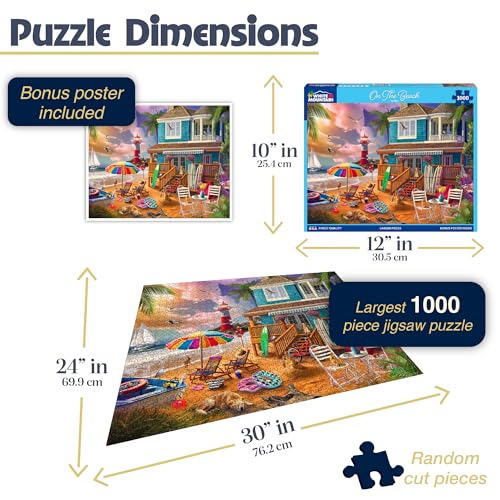 White Mountain 1000 Piece Jigsaw Puzzle Scenic Coastal Summer House Puzzles with Large Pieces Gift for Adults and Family 24x30 On The Beach - Image 5