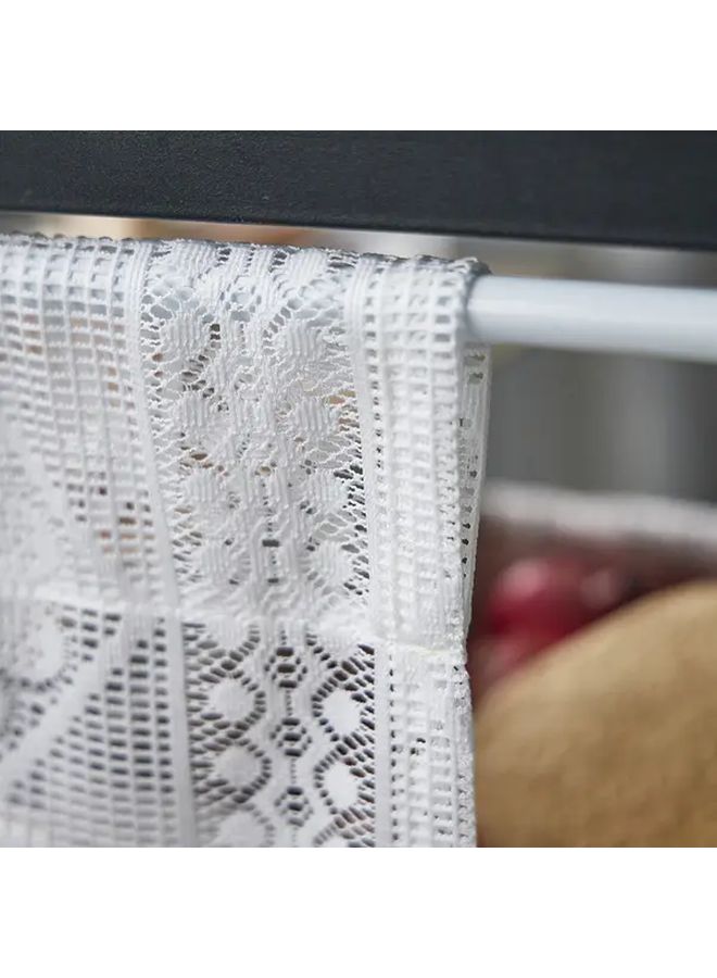 1 Piece White Floral Tassel Curtain Elegant Room Divider Sheer Window Treatment No Drill Rod Pocket Design Geometric Pattern Lightweight Machine Washable 70 87 by 23 62 Inch - Image 5