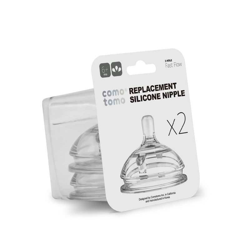 Comotomo Silicone Replacement Nipple, Fast Flow, 6+ Months, 2 Count - Image 1