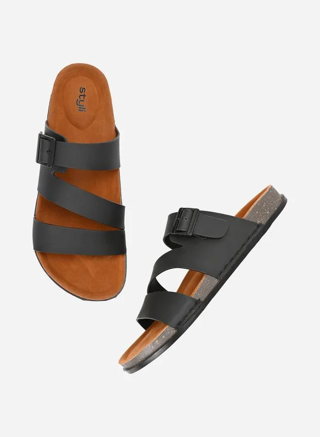 Styli Platform Sole Double Band Buckle Detail Sandals