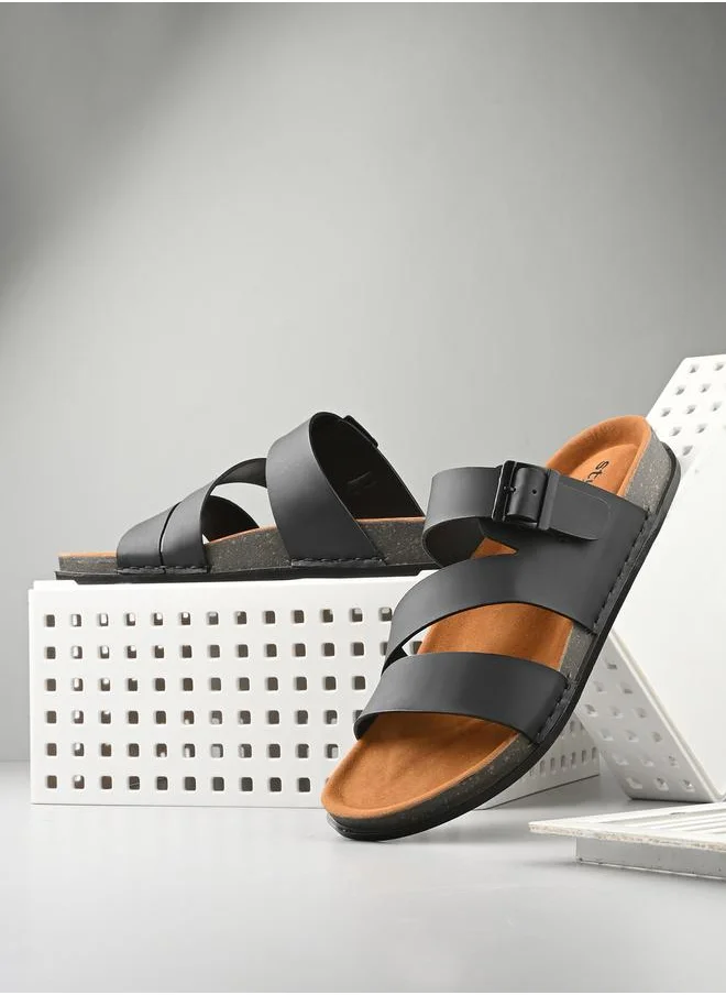 ستايلي Platform Sole Double Band Buckle Detail Sandals