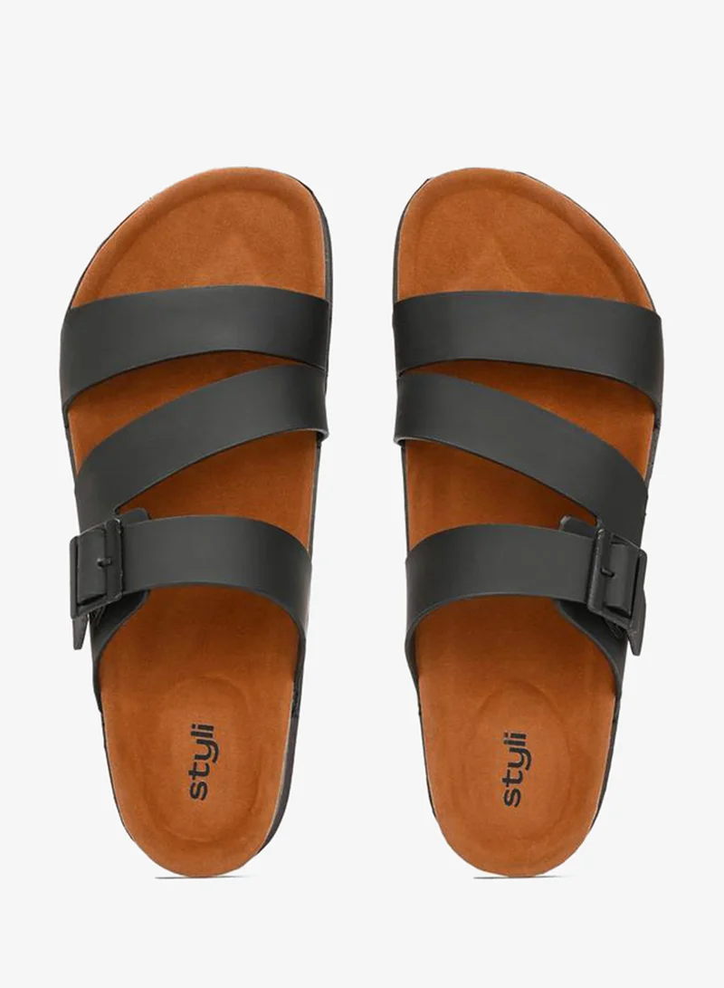 Styli Styli Platform Sole Double Band Buckle Detail Sandals