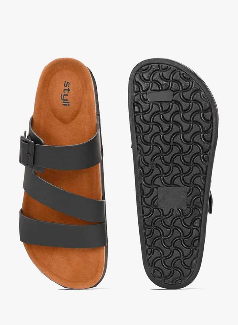 Styli Styli Platform Sole Double Band Buckle Detail Sandals