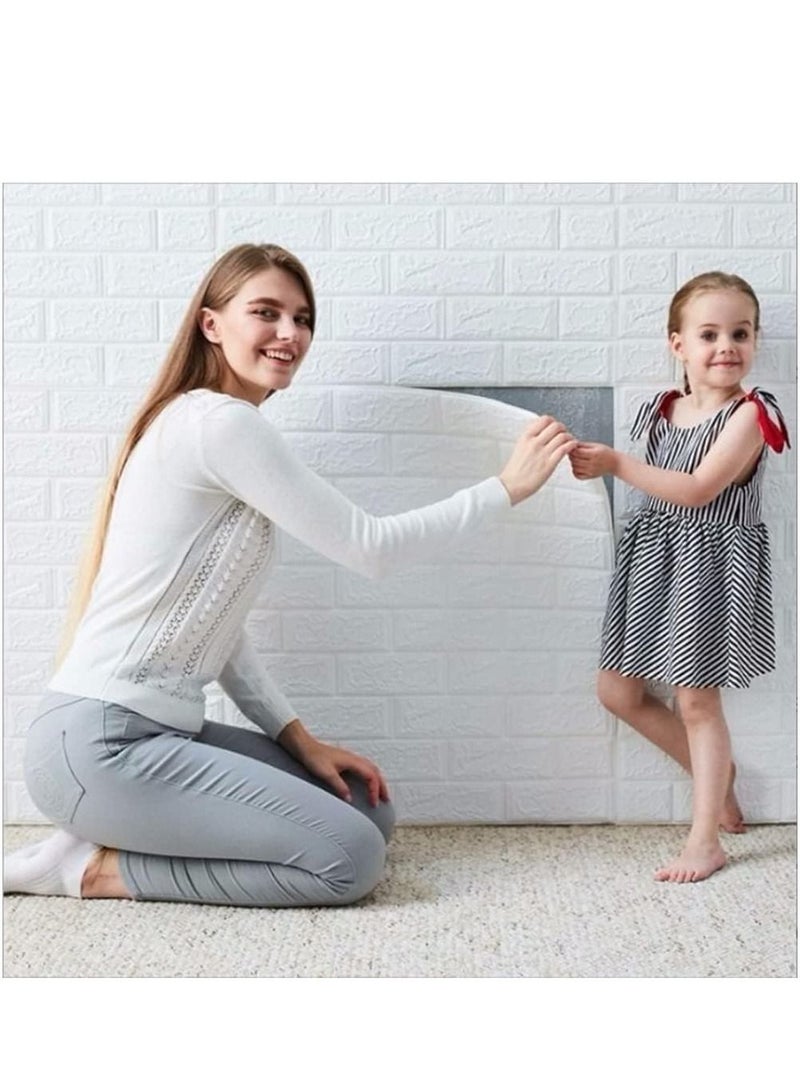 LINGWEI 20PCS PE Foam 3D Wall Stickers Home Decorative Wallpaper Brick Sticker White 70x77cm - Image 1