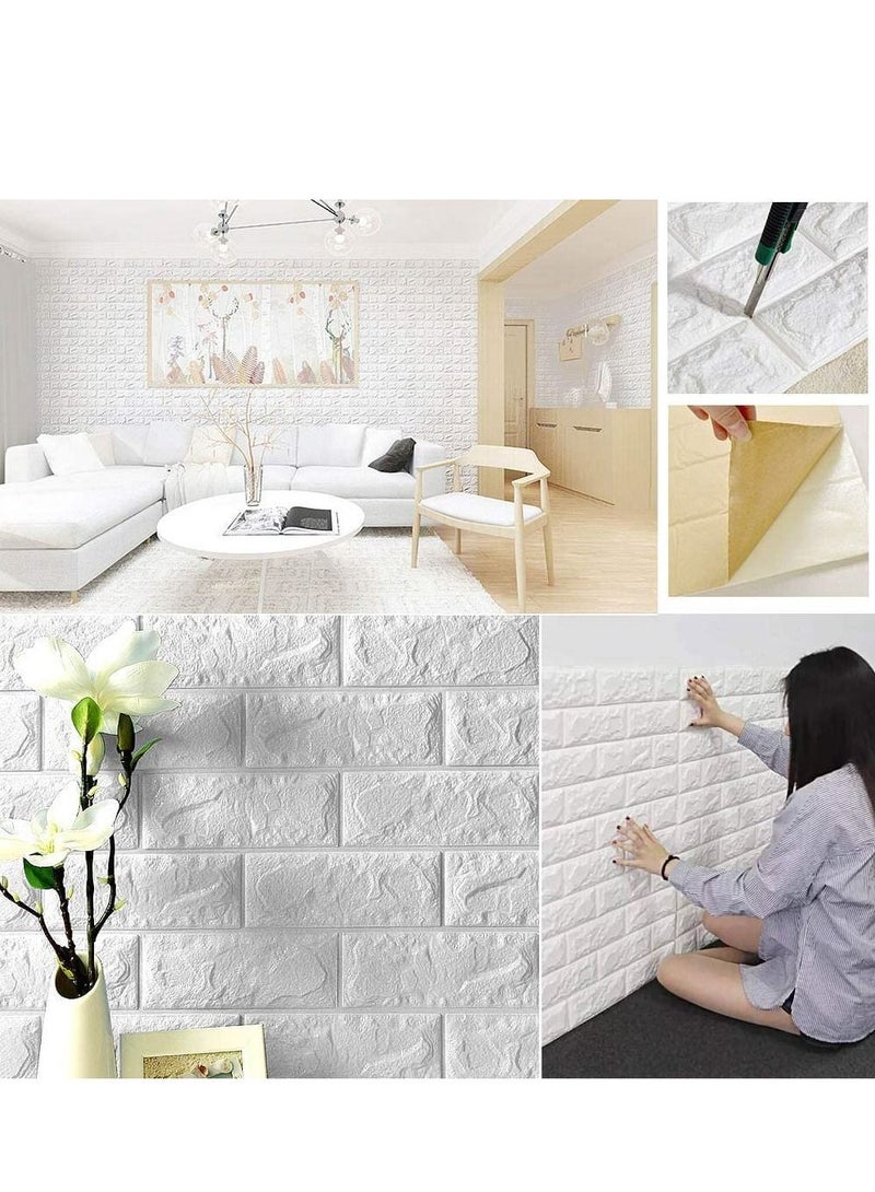 LINGWEI 20PCS PE Foam 3D Wall Stickers Home Decorative Wallpaper Brick Sticker White 70x77cm - Image 3