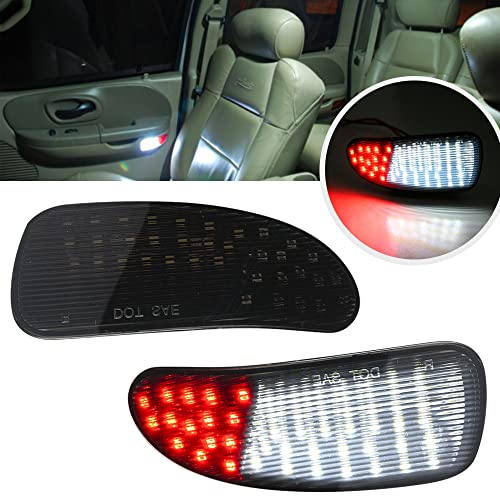 Mingrui test 2Pcs F150 LED Courtesy Door Lights for Ford F150 1997-2003, F150 SVT Lightning 1999-2002, F250 Light Duty 1997-1999 Red& White LED Side Door Panel Light Door Interior Light Step Lights Smoked Lens - Image 1