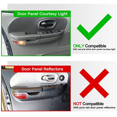 Mingrui test 2Pcs F150 LED Courtesy Door Lights for Ford F150 1997-2003, F150 SVT Lightning 1999-2002, F250 Light Duty 1997-1999 Red& White LED Side Door Panel Light Door Interior Light Step Lights Smoked Lens - Image 5
