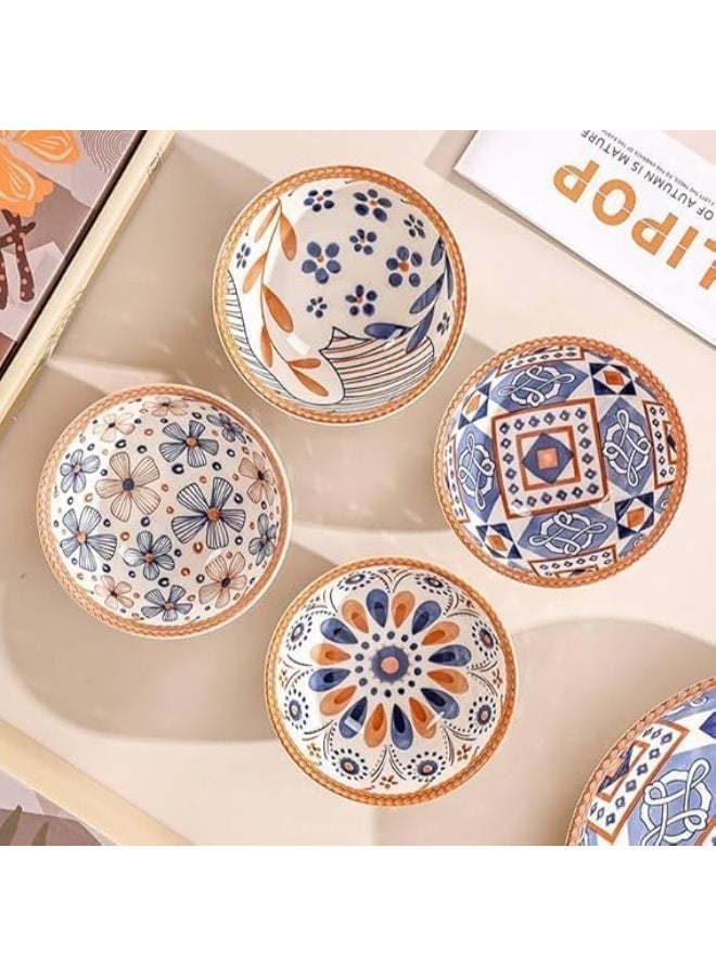Ceramic Serving Bowls, Rice Bowl Dessert or Nuts Bowl Bohemia Pottery Bowls Porcelain Serving Bowls for Rice Cream Dessert 300ml Set of 4 - Image 3