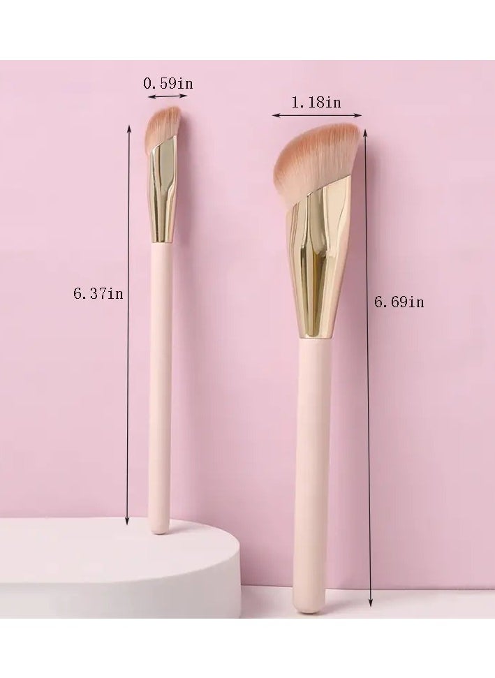 ORiTi - 2Pc  Angled Concealer Brush for Under Eye Nose Contour Bronzer Liquid Foundation Cream and Powder Perfect for Blending Buffing and Stippling Large - Image 1