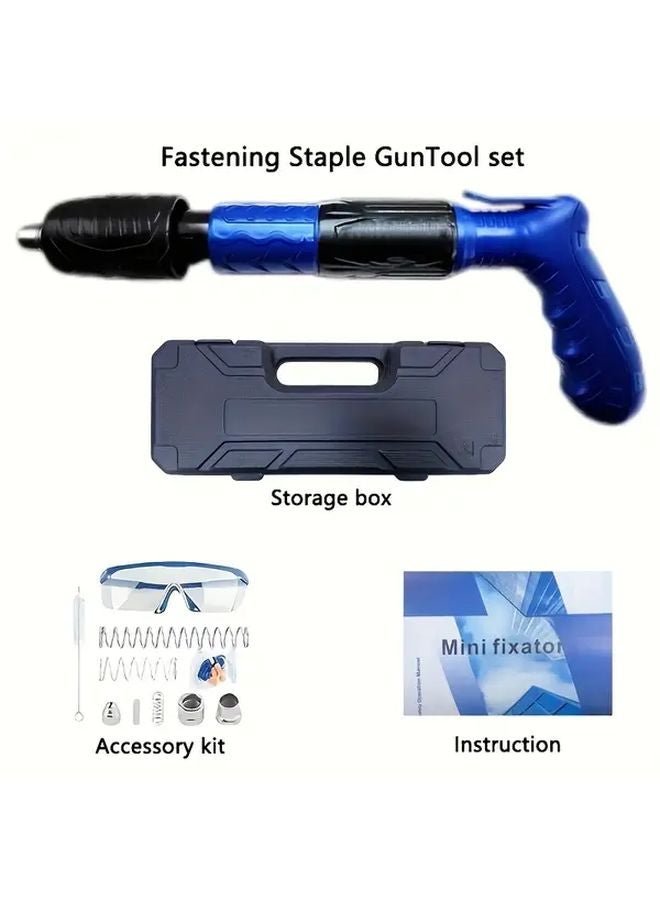 مسدس دبابيس متعدد الوظائف أزرق بخمس سرعات قابلة للتعديل، مجموعة مسدس دبابيس صغير للجدران الأسمنتية والخرسانة وأعمال النجارة - Image 3