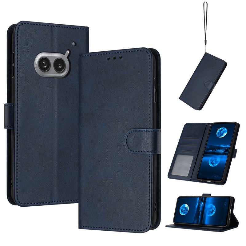 HuHa Protective Cover For Nothing Phone 2a / 2a Plus Solid Calf Texture Flip Leather Phone Case(Dark Blue) - Image 1