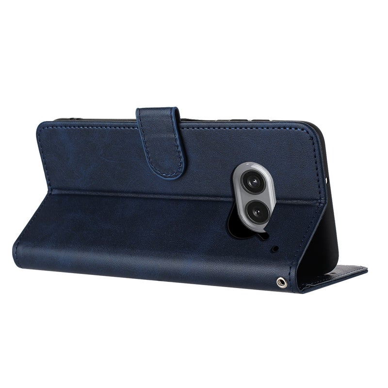 HuHa Protective Cover For Nothing Phone 2a / 2a Plus Solid Calf Texture Flip Leather Phone Case(Dark Blue) - Image 4