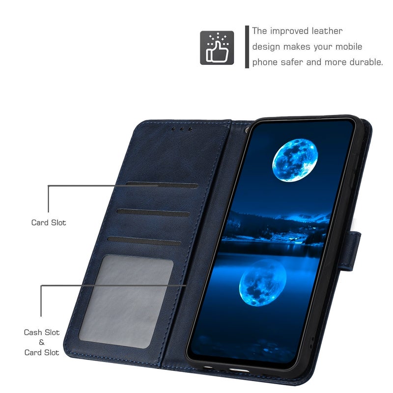 HuHa Protective Cover For Nothing Phone 2a / 2a Plus Solid Calf Texture Flip Leather Phone Case(Dark Blue) - Image 5