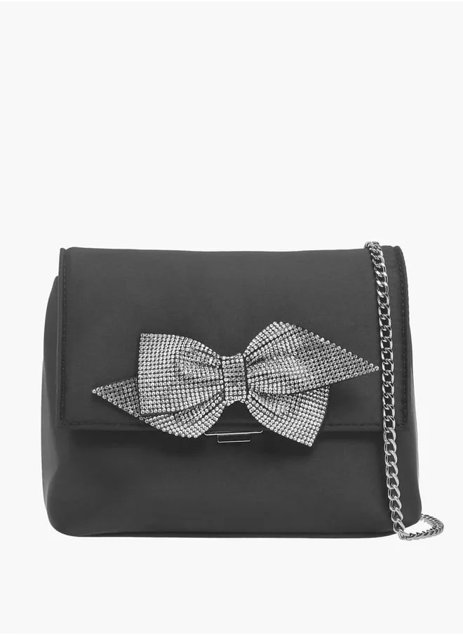 MISSY Womens Missy Bow Embellished Crossbody Bag With Chain Strap And Flap Closure