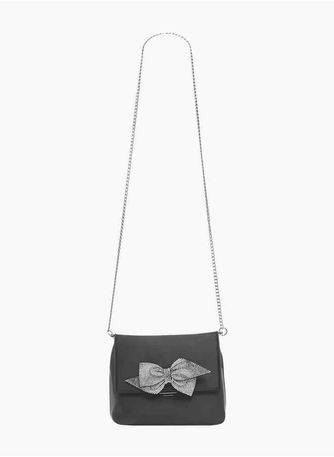 MISSY Womens Missy Bow Embellished Crossbody Bag With Chain Strap And Flap Closure