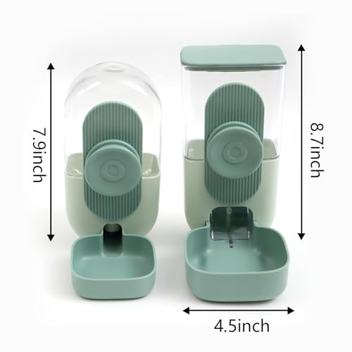Kenond 35oz Hanging Automatic Pet Food Water Dispenser, Auto Gravity Pet Feeder and Waterer Set, Cage Cat Food Bowl Dog Feeding Station for Puppy and Kitten Rabbit Chinchilla Hedgehog Ferret (Green) - Image 2
