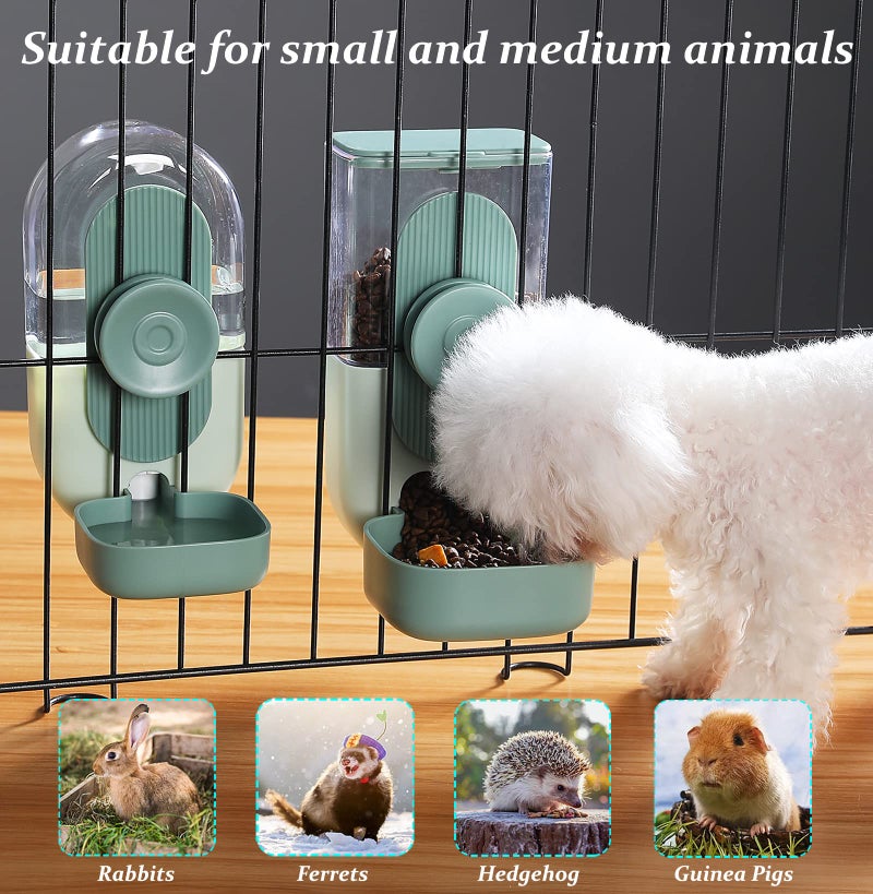 Kenond 35oz Hanging Automatic Pet Food Water Dispenser, Auto Gravity Pet Feeder and Waterer Set, Cage Cat Food Bowl Dog Feeding Station for Puppy and Kitten Rabbit Chinchilla Hedgehog Ferret (Green) - Image 4