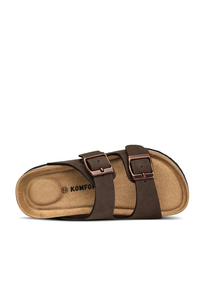 K KomForme Kids Sandals Boys Girls Slide Cork Footbed Slipper with Adjustable Straps for Little Kid/Big Kid - Image 1