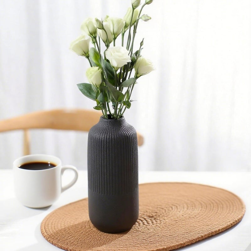 Aphse Black Ceramic Vase, Flower Vase in Nordic Style, Black Vases for Pampas Grass, Large Boho Decor Matt 10 Inch,Vases Home Decor for Centerpieces Table Entryway Shelf - Image 4