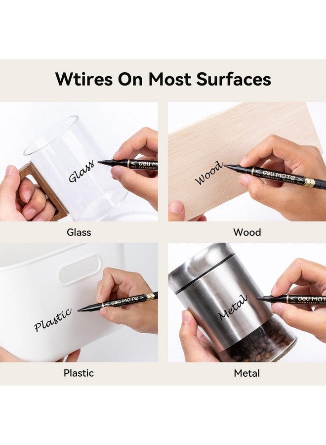 Deli Twin Tip Permanent Markers Fine Point And Ultra Fine Point For Signature And Marking Black 12 Count - Image 3