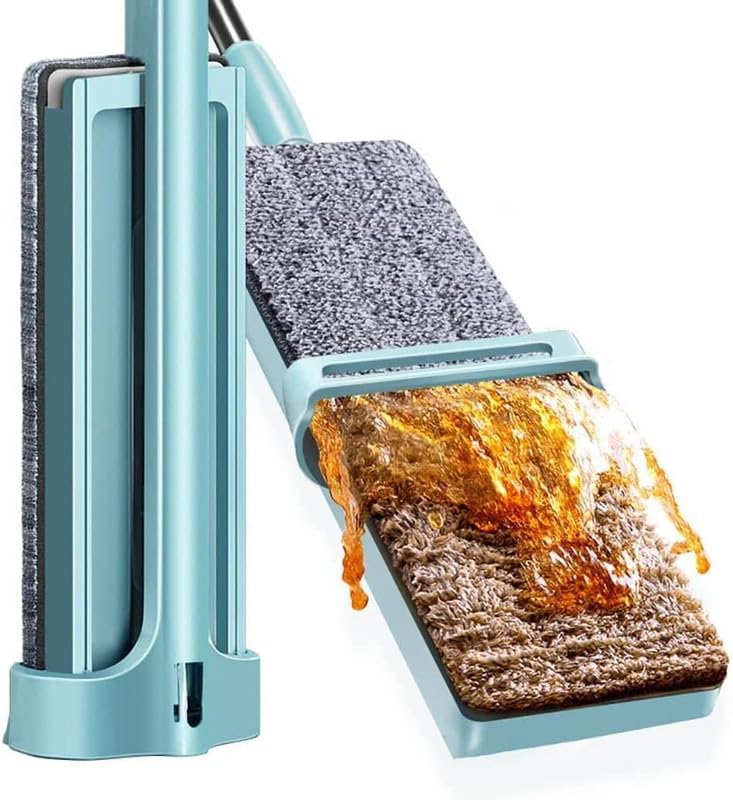 KLEENOX KLEENOX Special Flat Microfiber Magic Mop for Floor Cleaning Home Hands Free Squeeze Mop 360 Degree for Hardwood Laminate Floor StainlessSteel Handle Bucket Less Mop and Microfiber Refill - Image 1