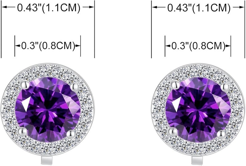 YOQUCOL 8MM Cubic Zirconia Crystal Clip On Stud Earrings Round Non Pierced Earrings for Women - Image 2