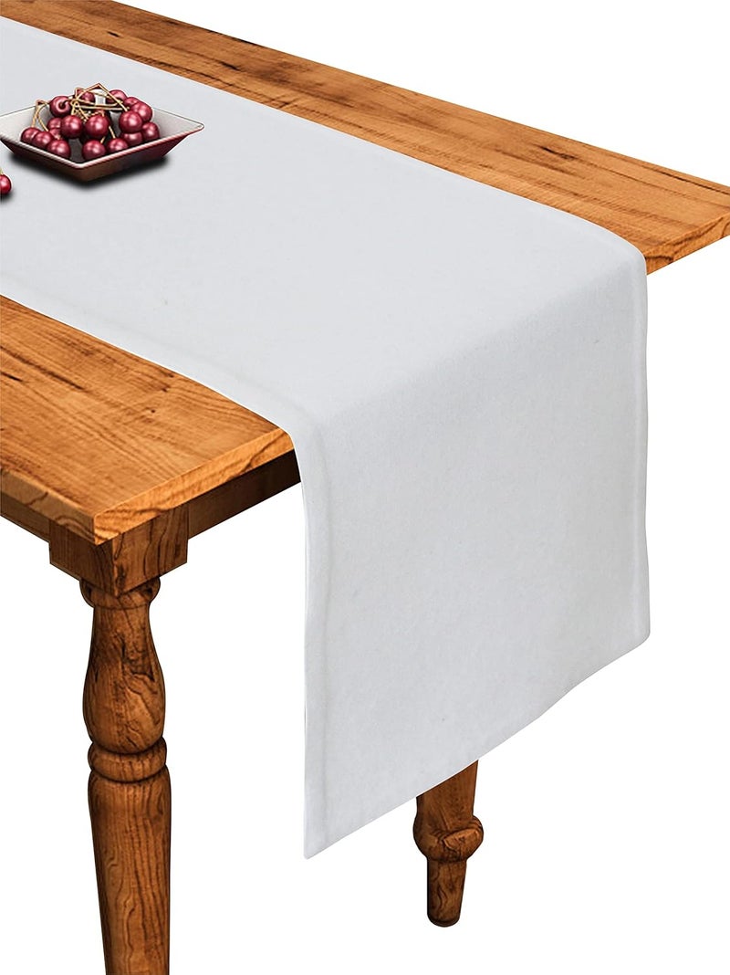AIRWILL Cotton Plain White Designed Solid Pattern Table Runner Length 152cm (White, Pack of 1) - Image 1