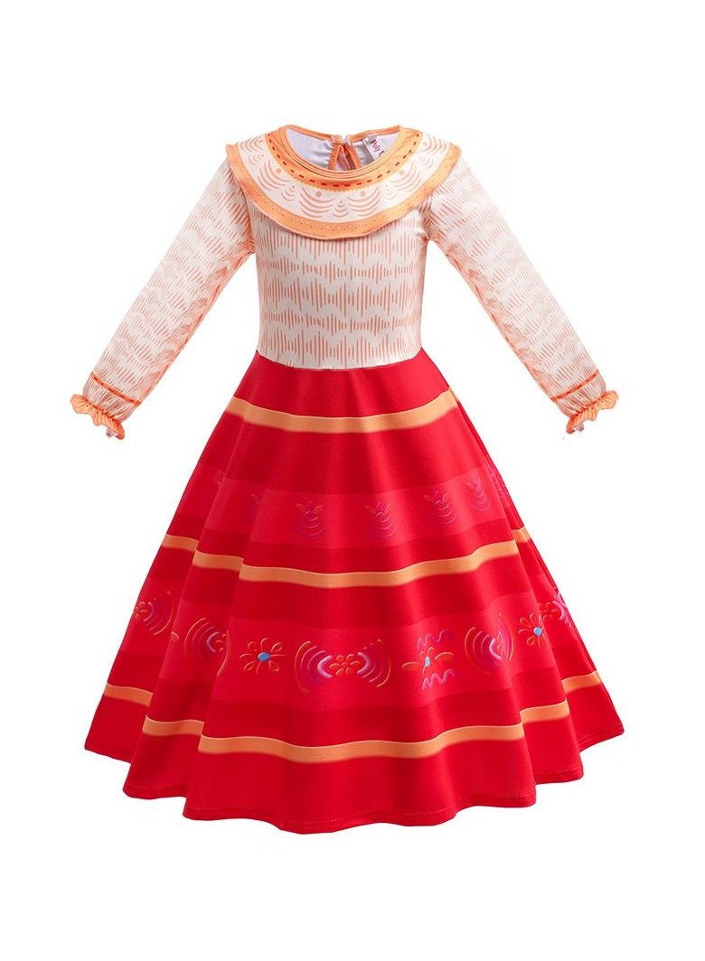 Loquat Children's Role Play Cosplay Costume Dress DJS51 flared long-sleeved skirt Red/White  - Image 1