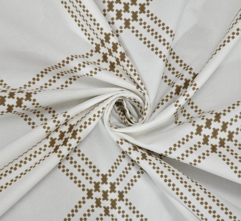HIDECOR Super Soft Cotton Geometrical Diwan Set for Living Room, 6-Piece Set with Bedsheet, 3 Cushion Covers & 2 Bolster (White & Beige) - Image 4