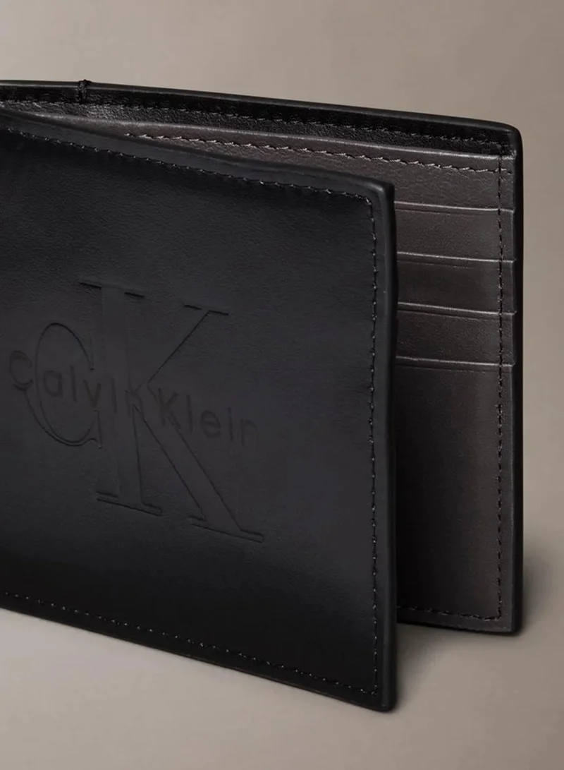 Calvin Klein Black Embossed Logo Leather Billfold Wallet for Men | Best Price UAE
