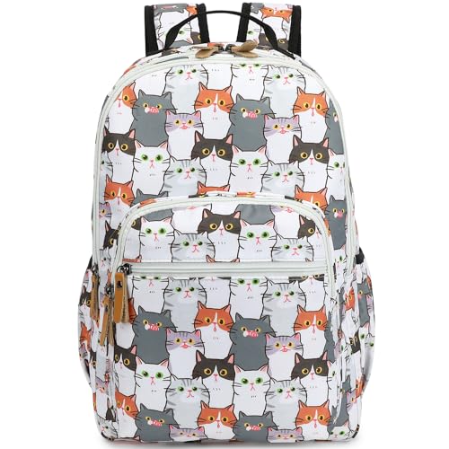 Leaper Cute Cat Printing Laptop Backpack Water-resistant College Backpack Bookbags Travel Bag Casual Bag Satchel Gary - Image 3