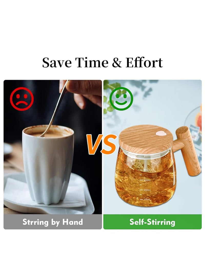 ميكسد الذاتي يحرك كأس ، كأس الكهربائية يحرك الذاتي يحرك فنجان القهوة زجاج البورسليكات عالية يحرك فنجان القهوة الدوارة مكتب المنزل السفر يحرك كأس ينطبق على القهوة / الحليب / مسحوق البروتين - Image 5